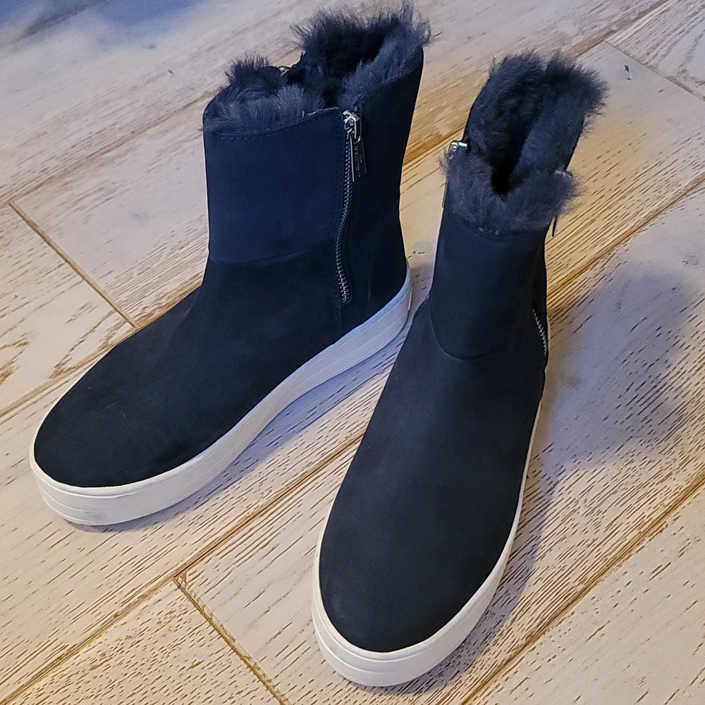 J/SLIDES Black Faux Fur High-Top Slip-On Sneakers